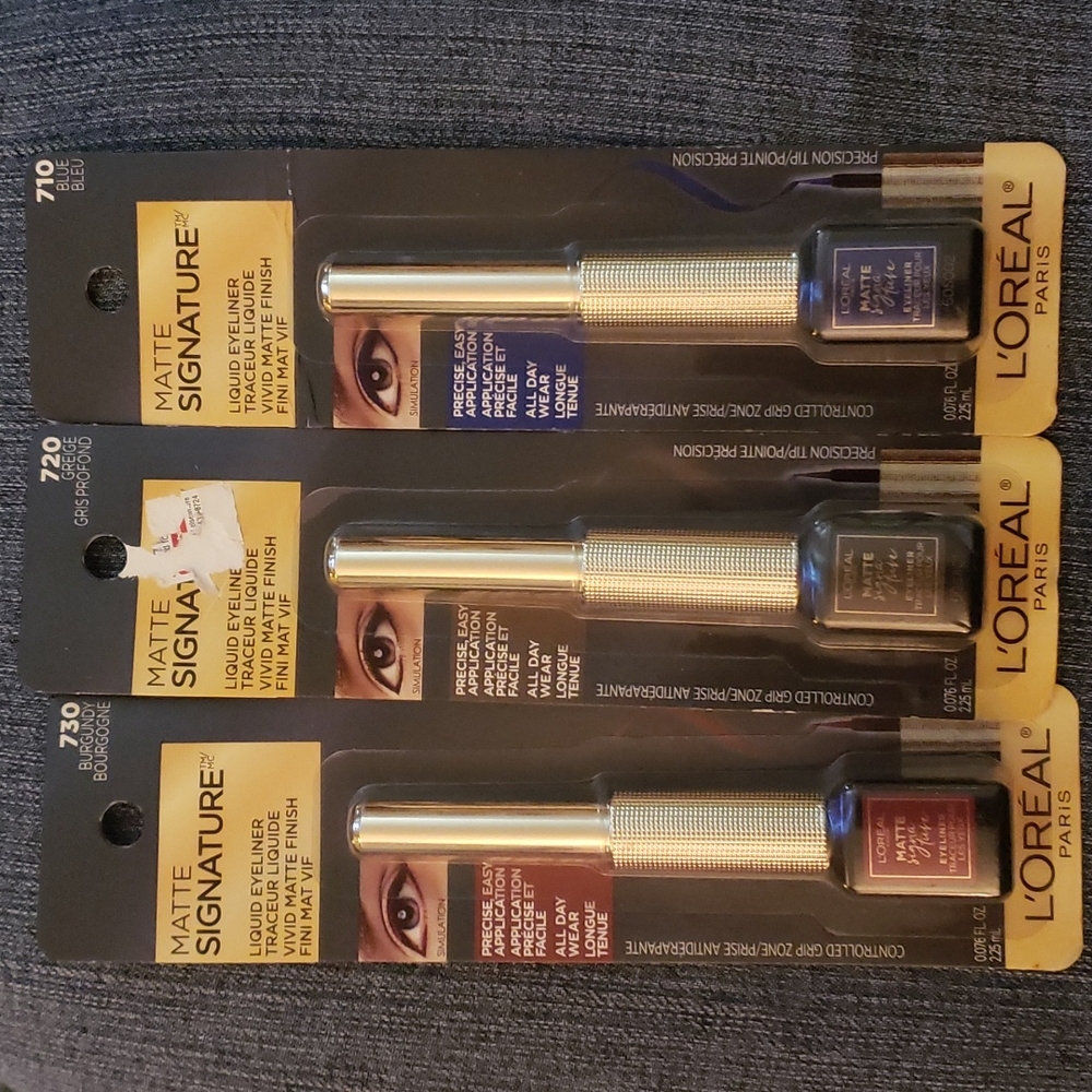 Matte Signature Liquid Eyeliner Burgundy 730, Greige 720, Blue 710